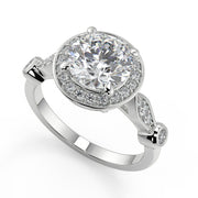 Kianna Halo Pave Set Round Cut Diamond Engagement Ring - Nivetta